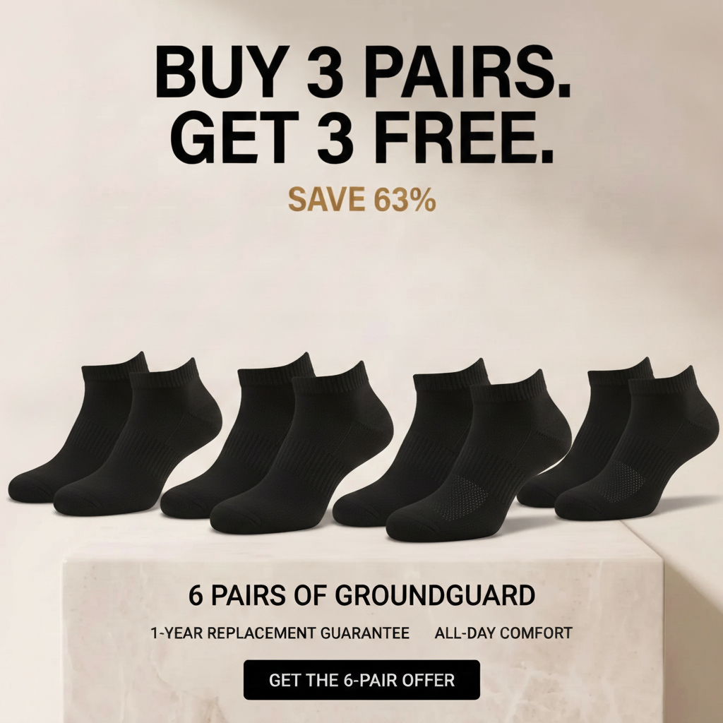 Buy 3 pairs, get 3 free — 6 pairs of GroundGuard low-cut